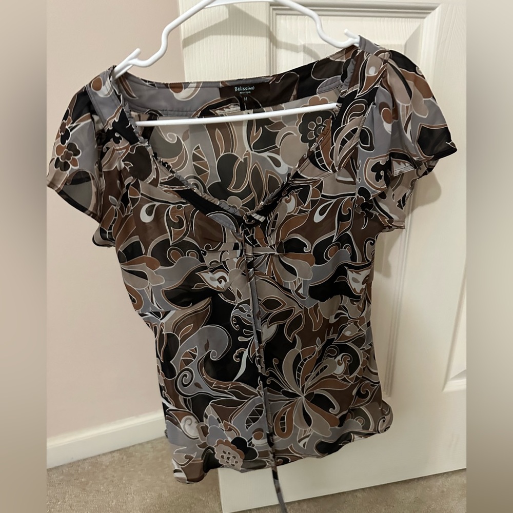 Brown float Aztec sheer top
